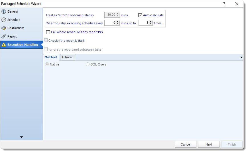 MS Access: Exception Handling in Package Schedule in MARS.