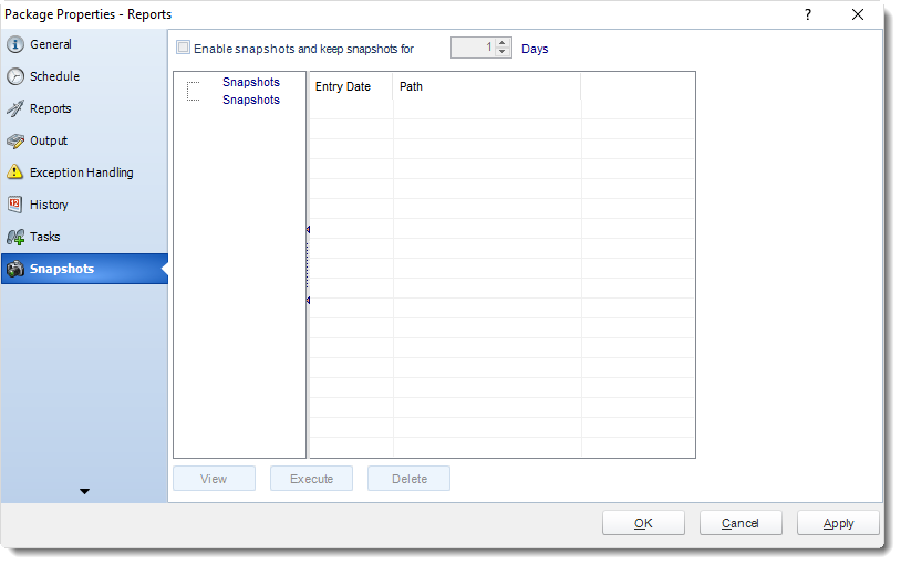 MS Access: Package Schedule Report Properties in MARS.