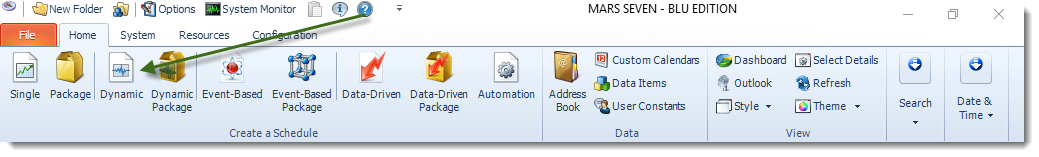 MS Access: MARS Home Menu.