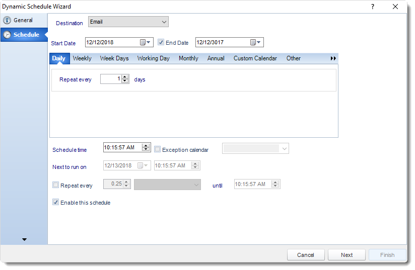 MS Access: Schedule Wizard in Dynamic Schedule in MARS.