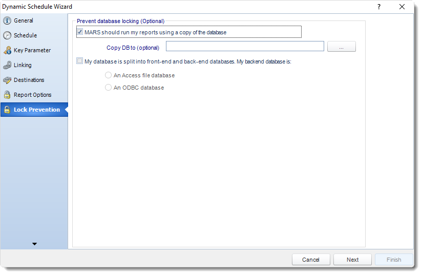 MS Access: Lock Prevention Wizard in Dynamic Schedule in MARS.