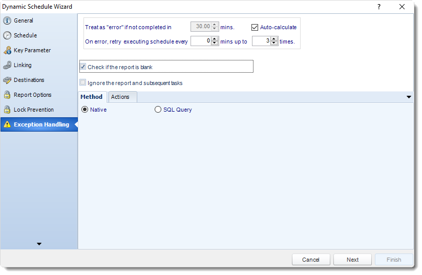 MS Access: Exception Handling Wizard in Dynamic Schedule in MARS.