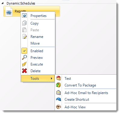 MS Access: Dynamic Schedule Context Menu in MARS.