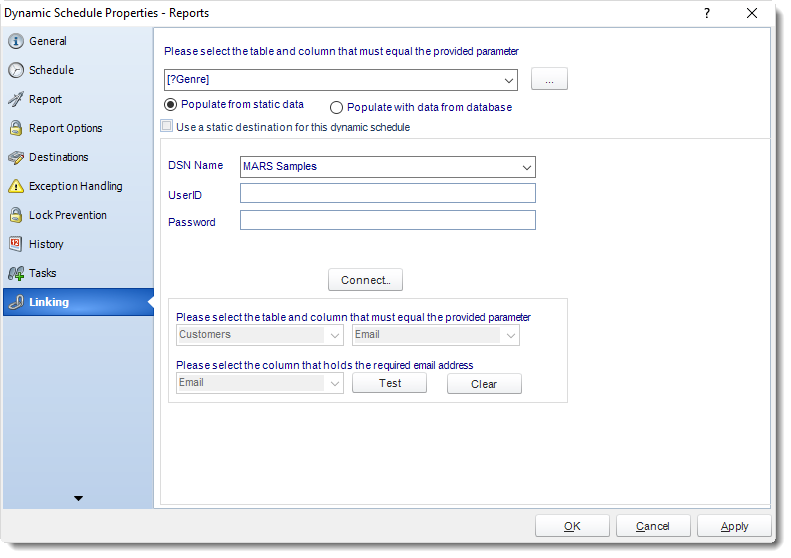 MS Access: Dynamic Schedule Properties in MARS.