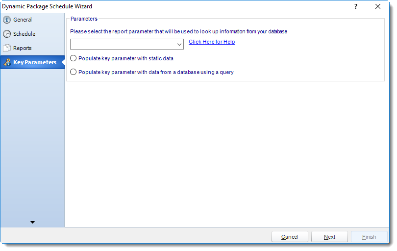 MS Access: Key Parameter Wizard in Dynamic Package in MARS.