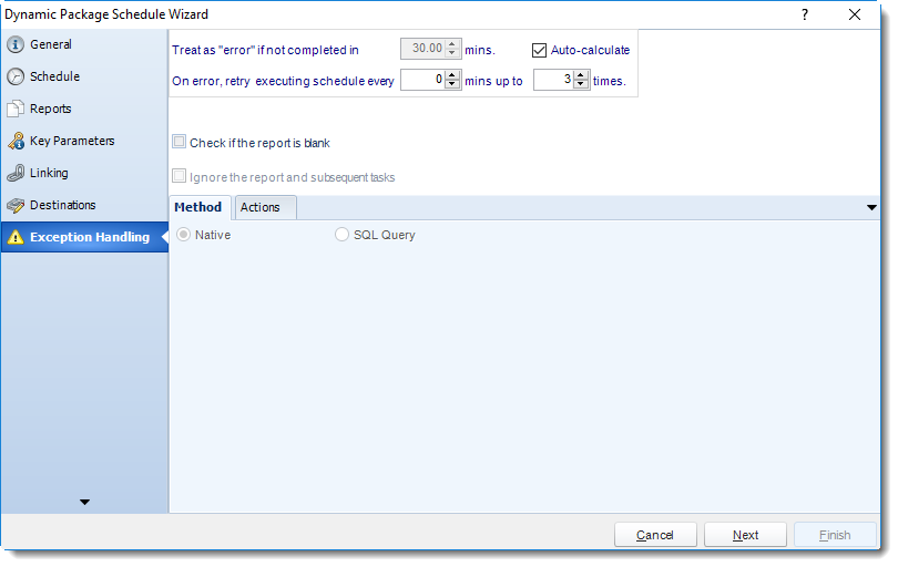 MS Access: Exception Handling Wizard in Dynamic Package in MARS.