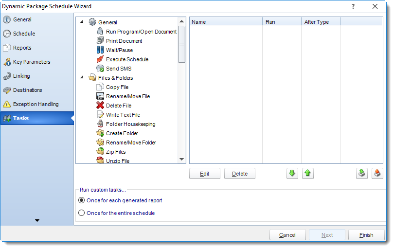 MS Access: Custom Tasks Wizard in Dynamic Package in MARS.
