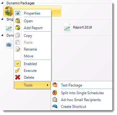 MS Access: Dynamic Package Context Menu in MARS.