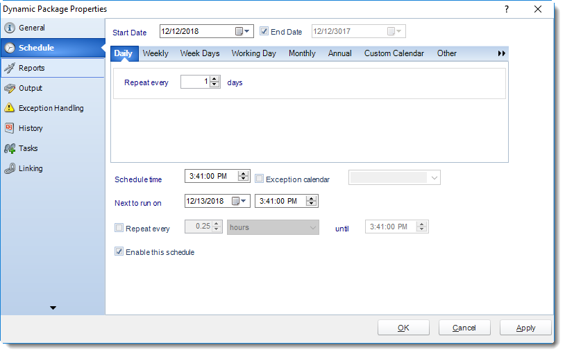 MS Access: Dynamic Package Properties in MARS.