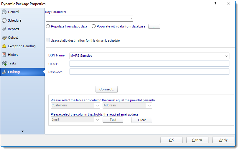 MS Access: Dynamic Package Properties in MARS.