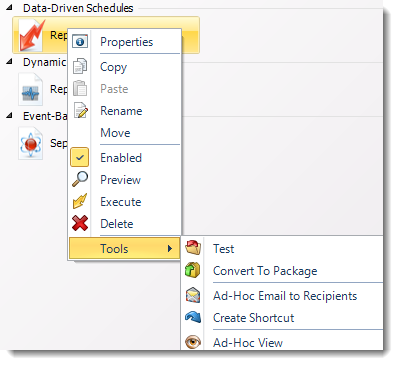 MS Access: Data Driven Schedule Context Menu in MARS