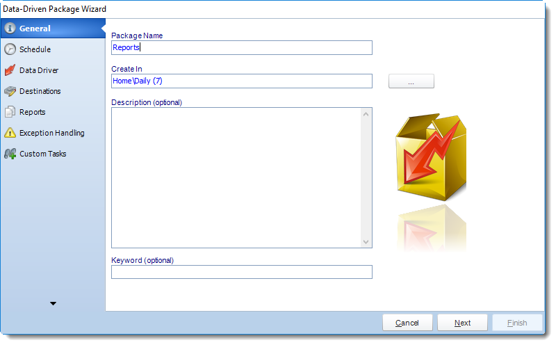 MS Access: General Wizard in Data Driven Package in MARS.