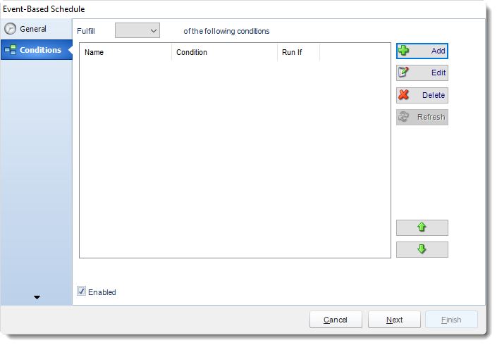 MS Access. Conditions Wizard in Event Based Schedule In MARS