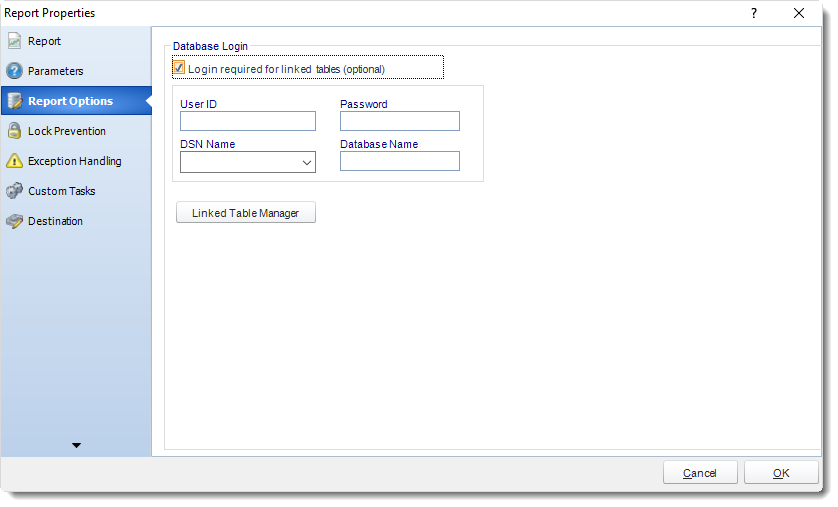 MS Access: Event Based Report Properties in MARS.