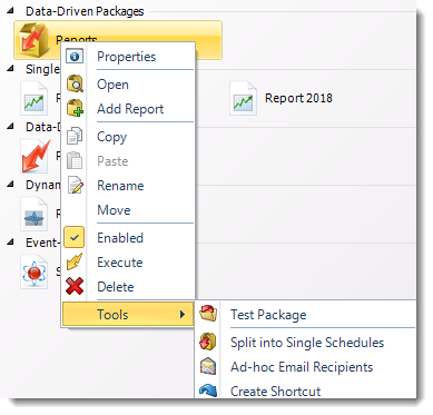 MS Access: Data Driven Package Context Menu in MARS.