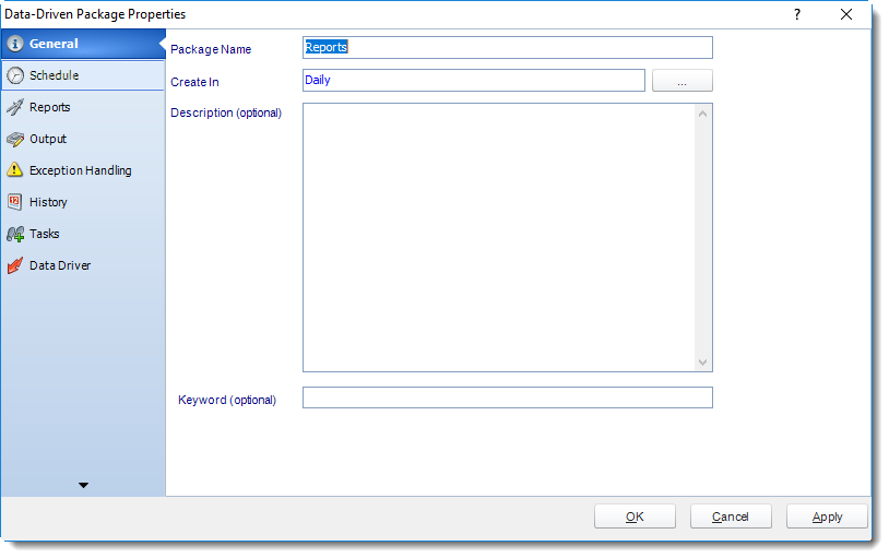 MS Access: Data Driven Package Properties in MARS.