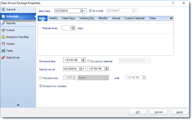 MS Access: Data Driven Package Properties in MARS.