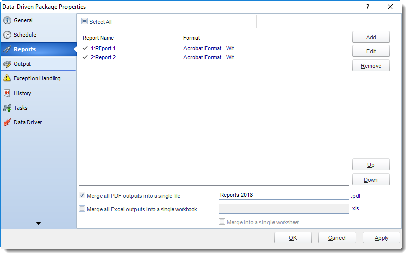 MS Access: Data Driven Package Properties in MARS.