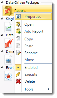 MS Access: Data Driven Package Context Menu in MARS.