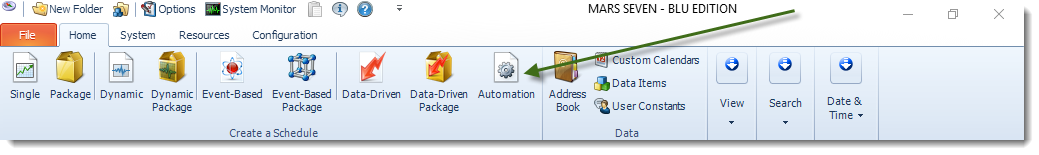 MS Access: MARS Home Menu.