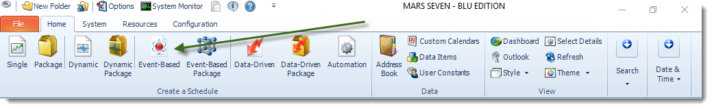 MS Access: MARS Home Menu.