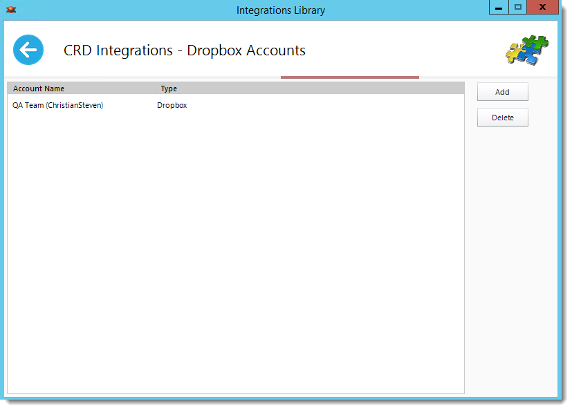 CrystalReports: Dropbox Accounts in Library Integrations in CRD.