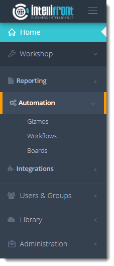 KPIs and Dashboards: Creating Workflows in IntelliFront BI.