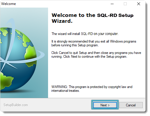 Welcome to the SQL-RD Setup Wizard.