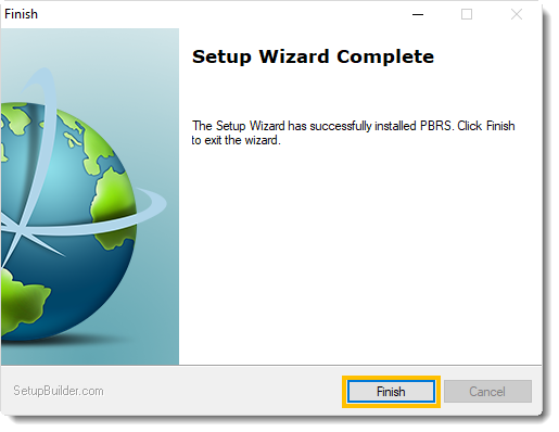 Welcome to the PBRS Setup Wizard: Finish