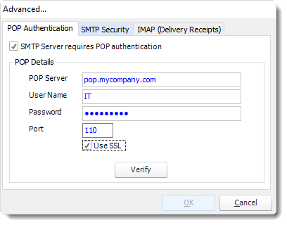 Crystal Reports: SMTP Email Settings section in Option CRD.