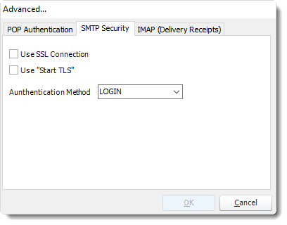 Crystal Reports: SMTP Email Settings section in Option CRD.