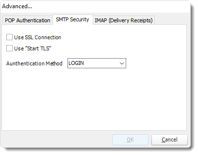 Crystal Reports: SMTP Email Settings section in Option CRD.