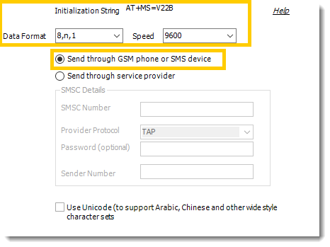 Power BI and SSRS. SMS Settings in Options in PBRS