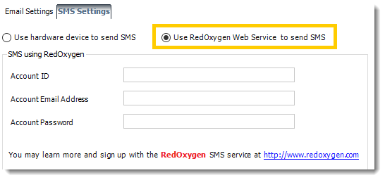 Power BI and SSRS. SMS Settings in Options in PBRS