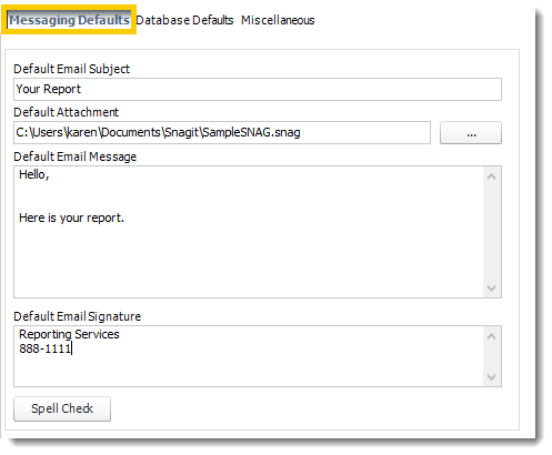 Power BI and SSRS. User Default: Messaging section in Options in PBRS