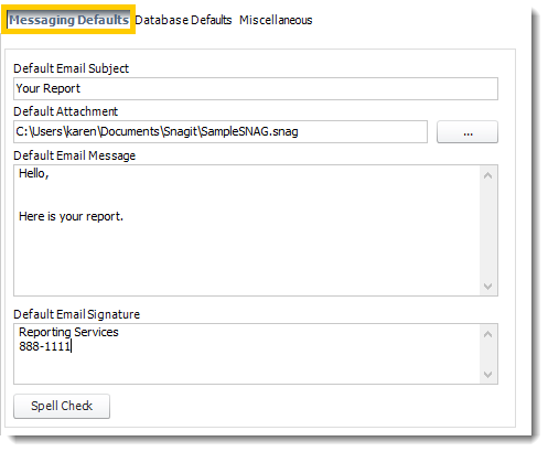 Power BI and SSRS. User Default: Messaging section in Options in PBRS