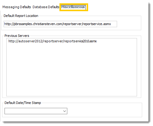 Power BI and SSRS. User Default: Miscellaneous section in Options in PBRS