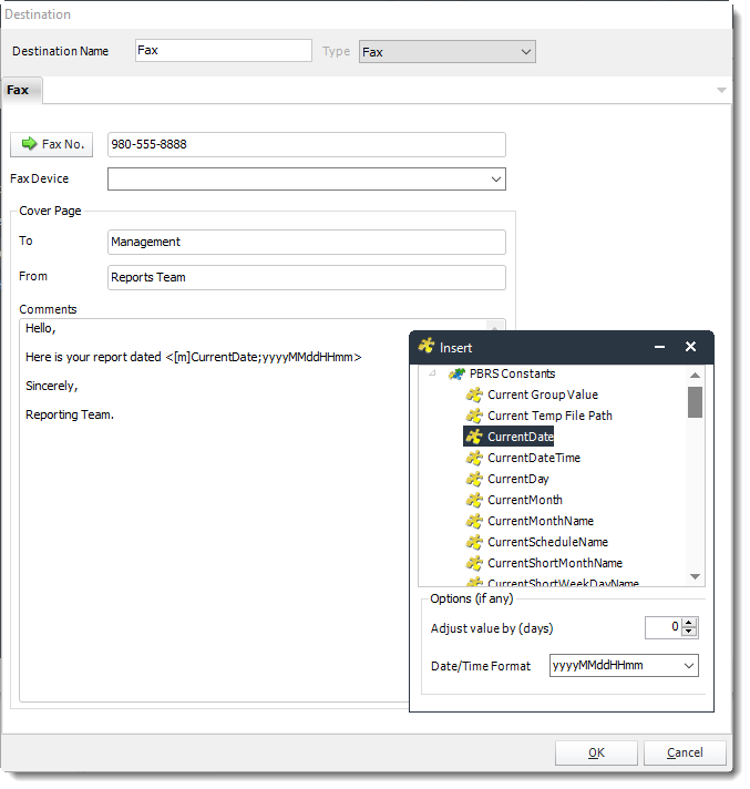 Power BI and SSRS. Fax Destinations Wizard in PBRS.