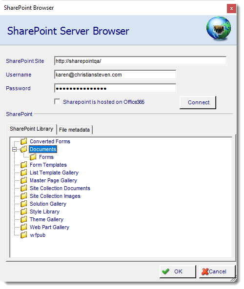 MS Access. SharePoint Server Browser Destination in MARS.