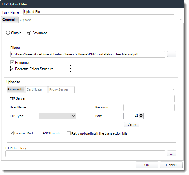Power BI and SSRS. FTP Upload File Custom Tasks Wizard in PBRS