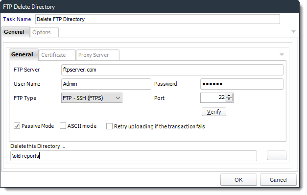 Power BI and SSRS. FTP Delete Directory Custom Tasks Wizard in PBRS