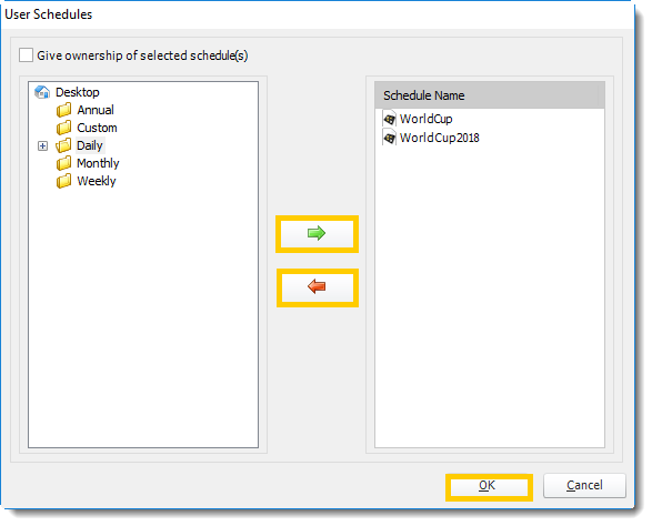 Power BI and SSRS. Assigning schedules to a user in User Manager in PBRS.