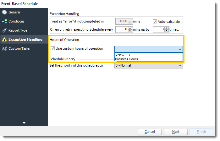 Power BI and SSRS. Operation Hours in Event Based Schedules in  PBRS.