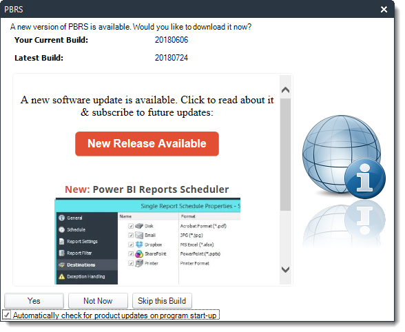 Power BI and SSRS. Check for Updates in PBRS