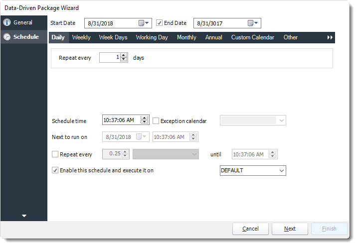 Power BI and SSRS. Schedule Wizard in Data Driven Package in PBRS.