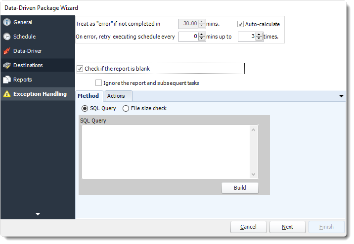 Power BI and SSRS. Exception Handling Wizard in Data Driven Package in PBRS.