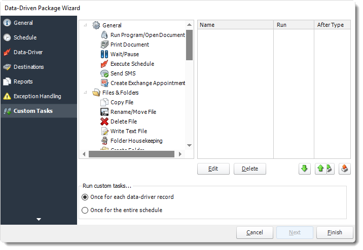 Power BI and SSRS. Custom Tasks Wizard in Data Driven Package in PBRS.