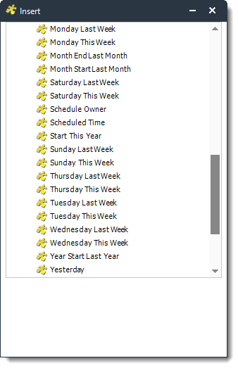 Power BI and SSRS. PBRS Constants Insert Menu in PBRS.