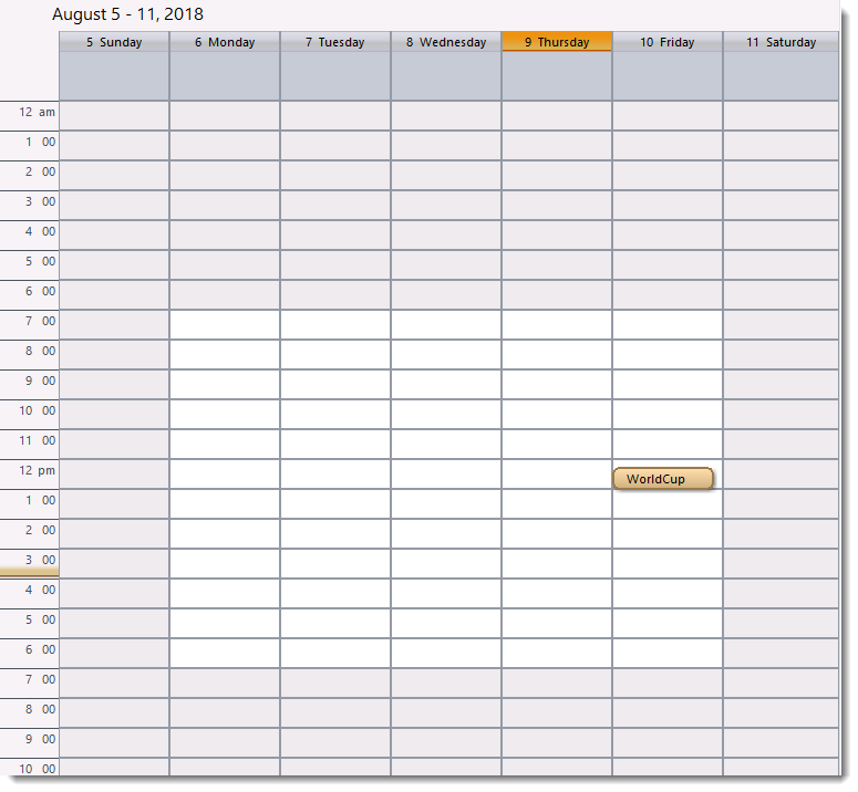 SSRS. SQL-RD Outlook week view in SQL-RD.