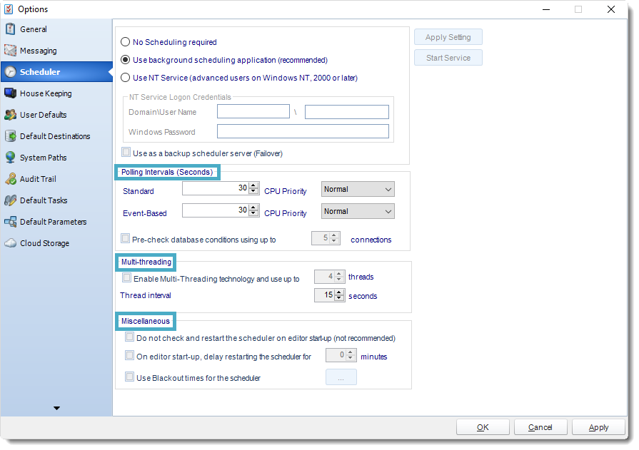 SSRS. Scheduler in Options section in SQL-RD